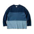 Spring and Summer Vintage Men's Indigo Blue Manual Embroidery Loose Long-sleeved T-shirt