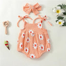 Baby Summer Clothing Newborn Infant Baby Girl Clothes Floral Print Sleeveless Jumpsuit Romper Headband 2Pcs Outfits