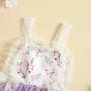 Newborn Infant Baby Girls Summer Romper Sleeveless Floral Bunny Playsuit Ruffle Jumpsuit Easter Outfits Cute Clothes