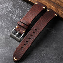 Handmade Genuine Leather Watchband Old Brown Black 18 20 22MM Soft Men's Vintage Bracelet First Layer Leather