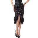 Black Satin & Lace Floral Ruffles Steampunk Skirt Burlesque Vintage Sexy Skirts Womens Gothic Clothing