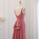 Elegant Coral Pink Scalloped Butterfly Beaded Evening Dress Women Wedding Party Dress