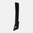 Black knee-high boot on a white background, Obroi