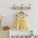 Girls' Summer Dress Cute Duck Vest Skirt Embroidered Princess Plaid Skirt