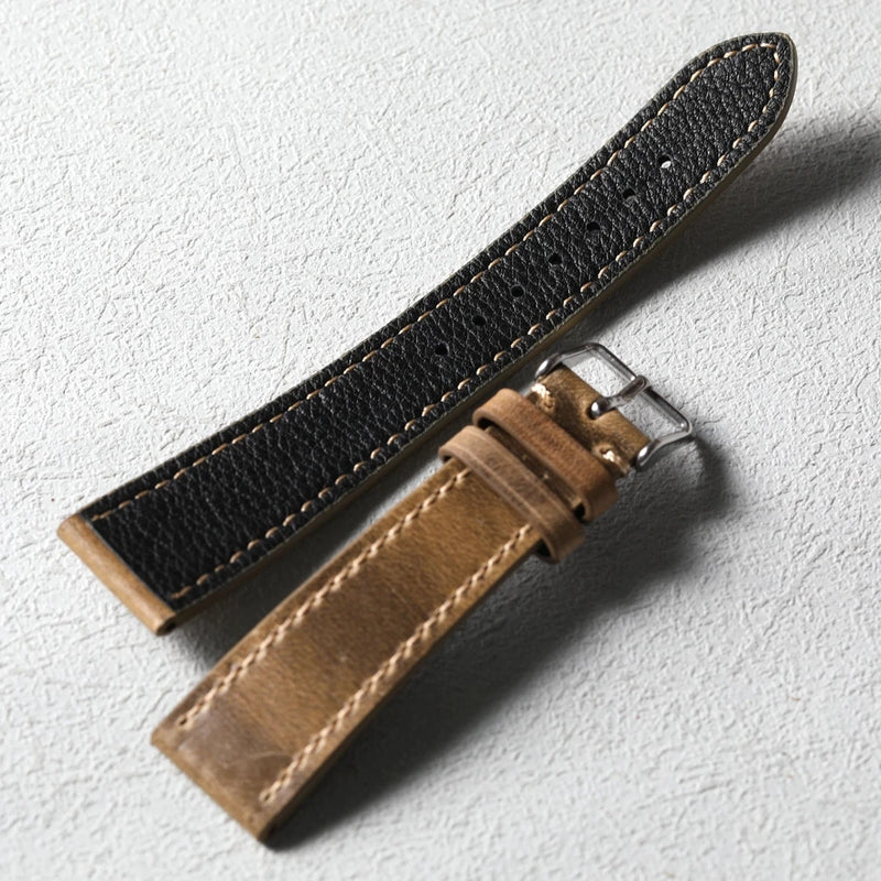 Handmade soft top strap 18 19 20 21 22MM light brown genuine leather bracelet