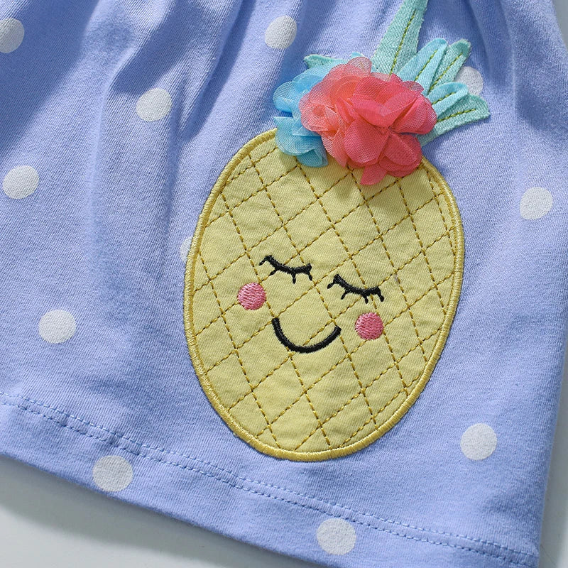 Baby Girls Children's Clothing Summer Tracksuit Sets Cartoon Pineapple Top Pants Cotton Kids Clothes
