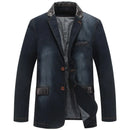 Men's Denim Blazer Outerwear Spring Autumn Casual Denim Suit Jacket Men Clothing Coat