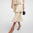 Cake Dresses Women Summer Metal Layer Ruffle Strap Diamond Prom Long Evening Party Dress