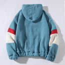 Fleece Hoodies Men Patchwork Hooded Sweatshirts Thicken Warm Oversized Hoodie Tops