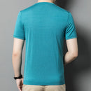Mulberry silk short sleeve blue summer Women pullovers T-shirt