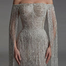 Tassel Sleeveless Evening Dress Boat Neck Mermaid Celebrity Gowns Classic Dresses