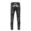 Men Leather Pants Glossy Night Club Dance Pants Faux Leather Motorcycle Trouser