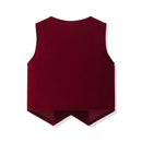 Boys' Red Dress Suit – Elegant Velvet Birthday, Wedding & Party Outfit