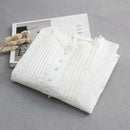 Autumn Cotton Shirts Women Solid Tops Girl Single Breasted Lace Ruched Collar