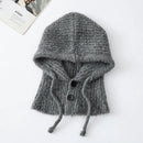 Wool Blend Knitted Hat Scarf Winter Warm One-Piece Neck Collar Beanies Hats for Women
