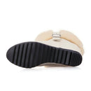 Women Plush Snow Boots with Belt Buckle Thick Heel Winter Warm Height Increase Trendy Platform Shoes