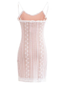 Women Sweet Lace Jacquard Strap Mini Dress Slim Backless Chic Short Dresses