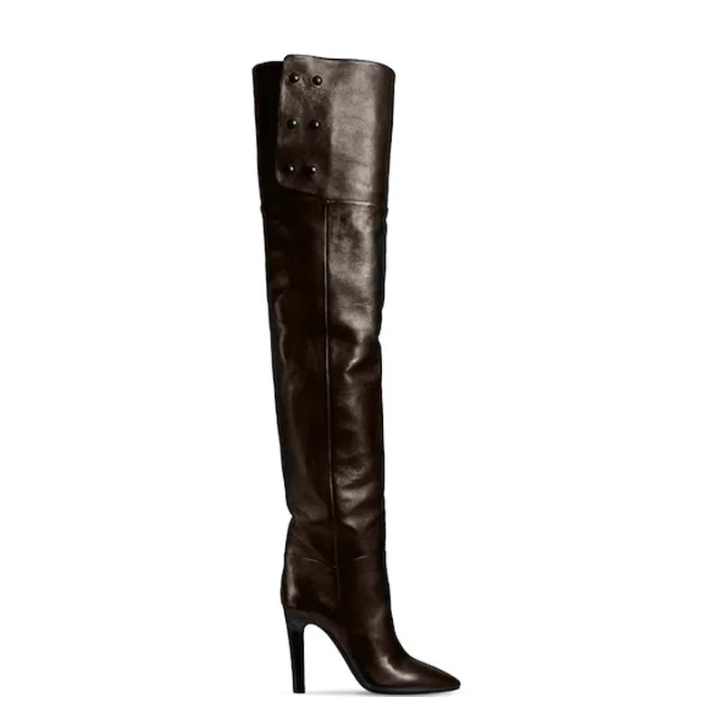 Winter Pointed Stiletto High Heels Side Zipper Show Large Over Knee Women Boots
