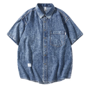 Short sleeved Casual Denim Shirt Lapel Shirt