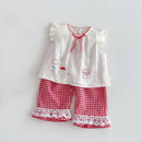Kids Girls Sweet Top Cute Embroidery T-shirt Kids Flying Sleeves Vest Top Children Clothing Summer Thin Dress