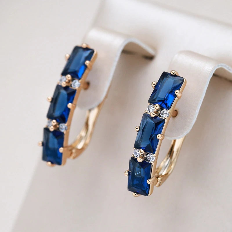 Natural Zircon Drop Earrings for Women Oblong 585 Fine Jewelry