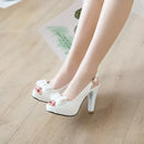 Summer High-heeled Women sandals black white Pink Sweet Sequins Bow Women sandals