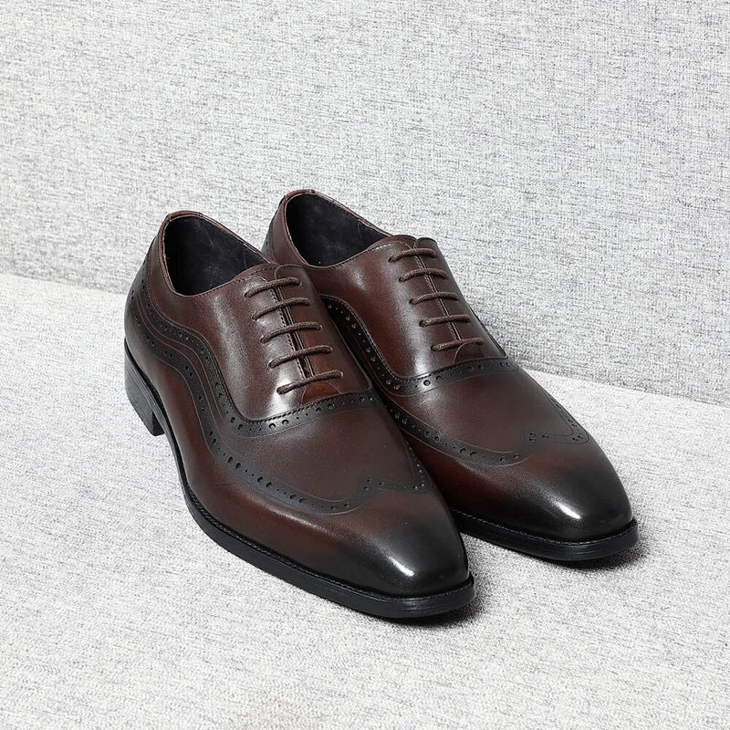 Handmade men Genuine original Leather Classic Brogue Oxford shoes
