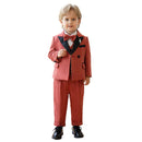 Flower Boys Violin Suit Baby Kids Wedding Performance Tuxedo Set Children Red Stripe Luxurious Birthday Dress