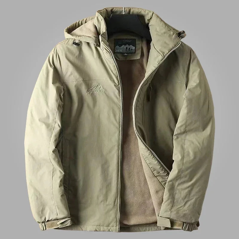 Fleece Lined Warm Jacket Outdoor Jacket With Hood Spring Autumn Windbreaker Hooded Jacket Mens Coats