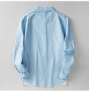 Men Shirt Solid Dark Placket Breathable Cotton and Linen Casual Shirt