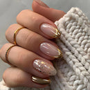 Gold Sun Star Moon Totems Silver French Nail Art Pearl Nails Detachable Finished Nails Press on Nails