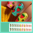 24pcs Summer False Nails Sweet Strawberry Fruit Nails Tips Wearable Detachable Press on Nails