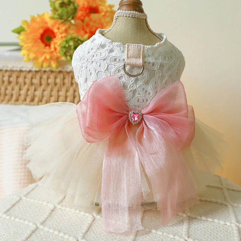 Female Tulle Dresses Ribbon Bow Dog Clothes For Small Medium Dogs Part Female Tulle Dresses Ribbon Bow Dog Clothes For Small Medium Dogs Part