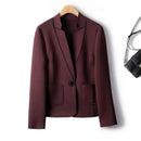 Elegant Woman Jacket Topstitched Suit Collar Elastic Slim Blazer Woman Spring Autumn Female Clothing