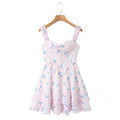 Summer Women Floral Mini Dress Hem Ruffle Holiday Dresses