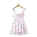 Summer Women Floral Mini Dress Hem Ruffle Holiday Dresses