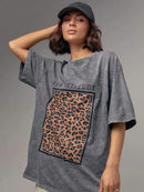 casual versatile t-shirt female washed retro American ins loose top