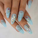 Luxury Press On Nails Pearl Wings Bling False Almond Fake Nails Set Unique Designs For Women Girls