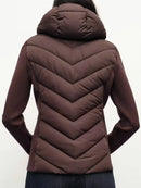 Autumn Winter Women's Elegant Patchwork Hooded Air Cotton Jackets Lady Slim Fit Parkas Coats