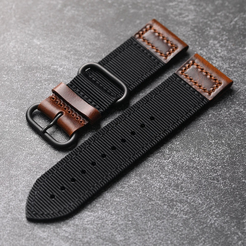 Genuine Leather Strap 20 22 24MM Wear-resistant Soft Breathable Waterproof Men's