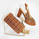 Luxury Rhinestone Peep Toe Women High Heel Shoe and Bag Set for Women Perfect for Parties
