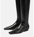 knee boots Square-head Side zipper Low heel Modern boots Modern boots