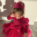 Luxury flower girl dress long sleeved sequined girls party dress wedding fluffy chiffon children's Christmas ceremony dress