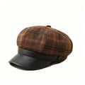 Women's Plaid Octagonal Hat British Retro Casual Beret Autumn And Winter Travel Hats