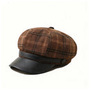 Women's Plaid Octagonal Hat British Retro Casual Beret Autumn And Winter Travel Hats