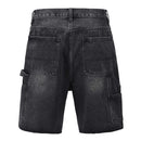 Black denim shorts shown from the back on a white background, Obroi