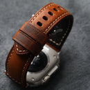 Tough Italian Top Layer Watchband For Apple Watch Ultra2 Thickened Men Vintage Bracelet Brown Strap