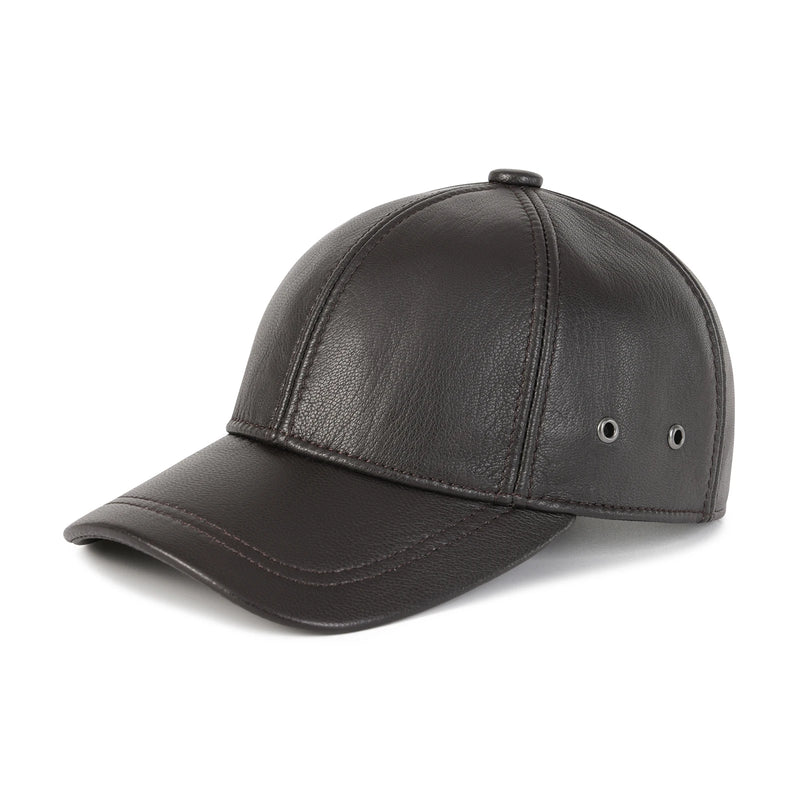 Men's Adjustable Baseball Cap Winter Driving Hat Genuine Leather