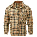 Men's Spring Autumn Casual Classic Plaid Top Casual Flannel Shirt Coat