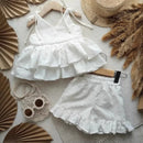 Summer Children Sleeveless Clothes Set Girls Embroidery Lace Sling Tops Trousers 2pcs Suit Kids Princess Outfits